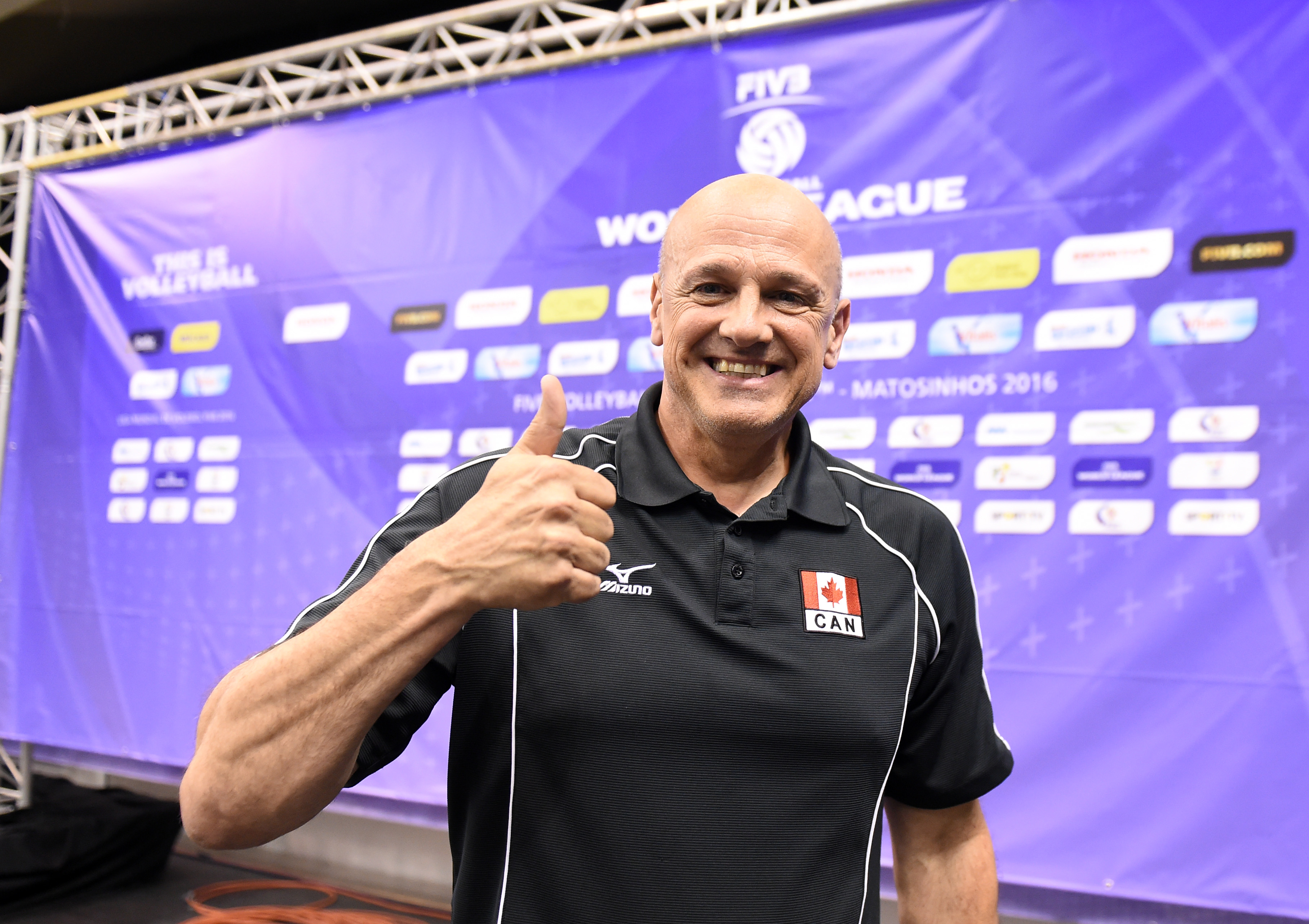 Canada coach Glenn Hoag at the mix zone after the match against Canada